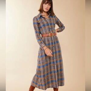Gorgeous Spartina 449 Tillie Midi Shirt Dress in Kalalanta Plaid Navy